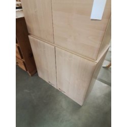 ÉLÉMENT MURALE BOIS CLAIR 2 PORTES POIGNÉES MÉTAL CHROMÉ 