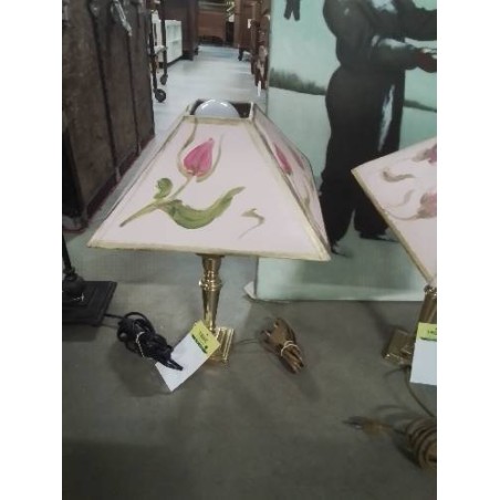 LAMPE LAITON AJ ROSE ET DORÉ AUX FLEURS 
