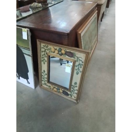 MIROIR RECTANGULAIRE BOIS DORÉ AUX FRUITS 