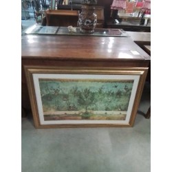 GRAVURE ARBRES FRUITIER CADRE DORÉ 