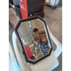 MIROIR OCTOGONAL BOIS NOIR ET DORÉ 