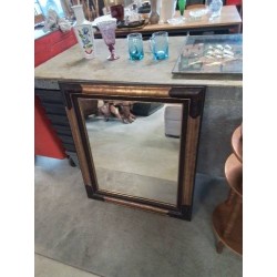 MIROIR RECTANGULAIRE BOIS MOULURÉ DORÉ ET NOIR 72X83 