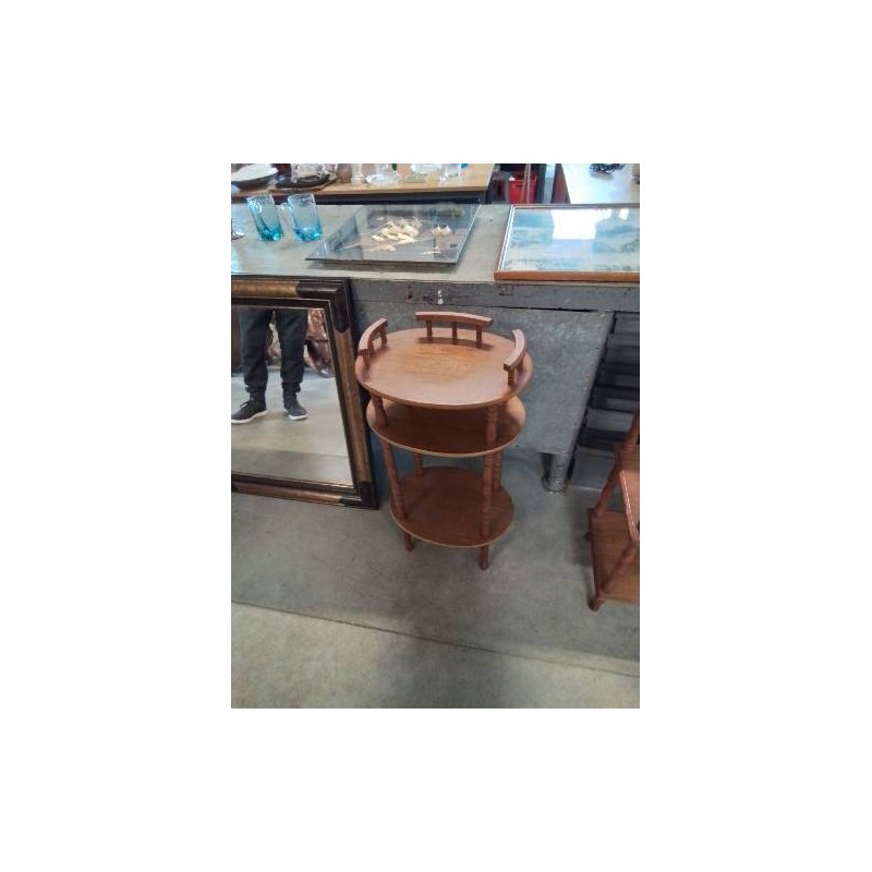 CONSOLE OVALE A GALERIE A COLONNES BOIS CLAIR 