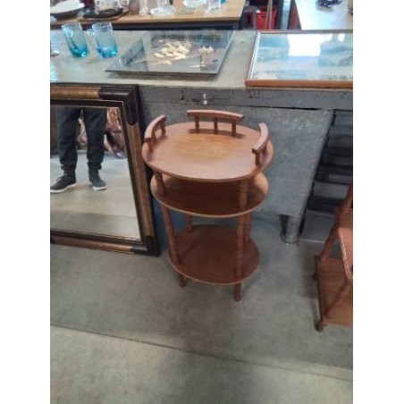 CONSOLE OVALE A GALERIE A COLONNES BOIS CLAIR 