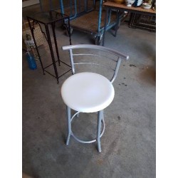 TABOURET DE BAR PIÈTEMENT MÉTAL GRIS ASSISE MÉTAL BLANC