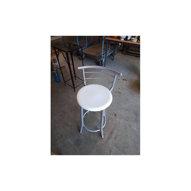 TABOURET DE BAR PIÈTEMENT MÉTAL GRIS ASSISE MÉTAL BLANC