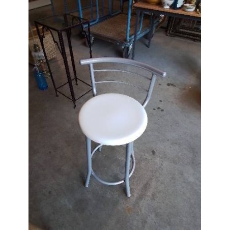TABOURET DE BAR PIÈTEMENT MÉTAL GRIS ASSISE MÉTAL BLANC
