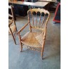 FAUTEUIL DE CHEMINÉE BOIS TOURNÉ PAILLÉ DOSSIER A BARREAUX VERTICAUX 