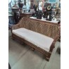 CANAPÉ ROTIN ET VANNERIE ASSISE TISSU ÉCRU 