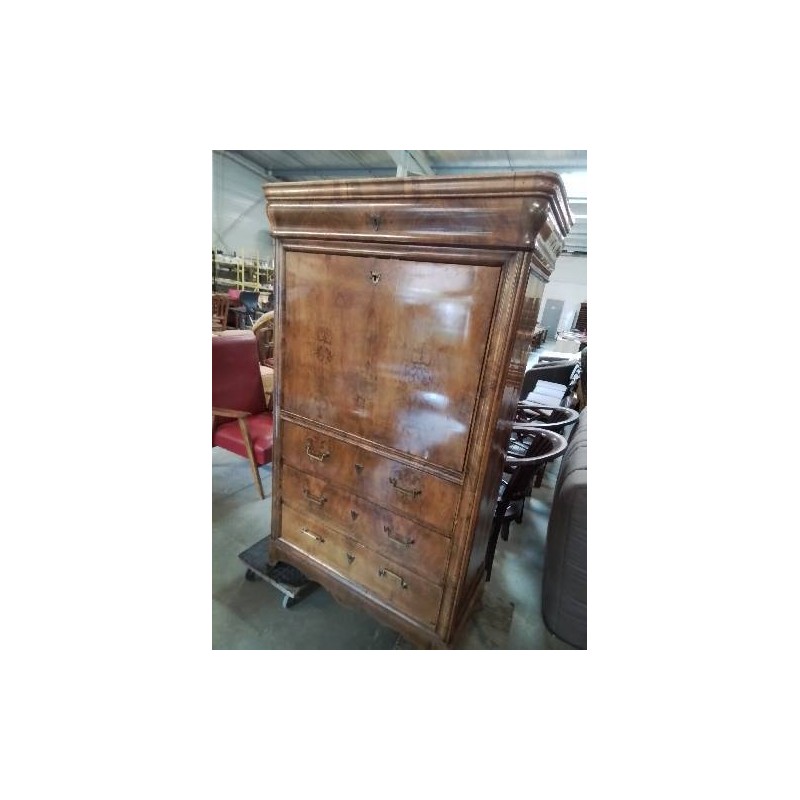 SECRÉTAIRE LOUIS PHILIPPE 1 PORTE 3 TIROIRS BOIS