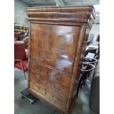 SECRÉTAIRE LOUIS PHILIPPE 1 PORTE 3 TIROIRS BOIS