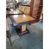 TABLE CARRÉE BOIS CLAIR MARRON ET NOIR PIED CENTRAL 94X77CM