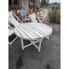 TABLE RONDE DE JARDIN PLIANTE BOIS BLANC SODIBOIS ANNÉES 70