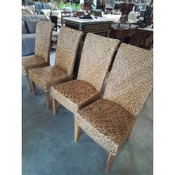 4 CHAISES ROTIN ASSISE PIEDS BOIS MAISON KOK