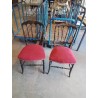 PAIRE DE CHAISES BOIS NOIRCI ASSISE TISSU ROUGE NAPOLÉON III 