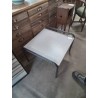 TABLE BASSE CARRÉE PIÈTEMENT MÉTAL GRIS PLATEAU BOIS ECRU