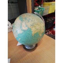 GLOBE TERRESTRE LUMINEUX VERRE COLOMBUS DUO ÉDITEUR W KADEN ANNÉES 50