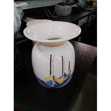 VASE CÉRAMIQUE HENRIOT QUIMPER DÉCOR AUX VOILIERS 