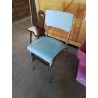 CHAISE ESCABEAU PLIANT MÉTAL CHROMÉ ET BOIS BLEU ANNÉES 60