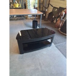 MEUBLE TV BOIS ET VERRE NOIR 3 NIVEAUX 