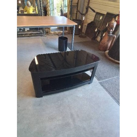 MEUBLE TV BOIS ET VERRE NOIR 3 NIVEAUX 