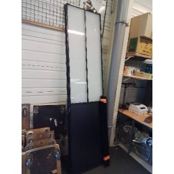 PAIRE DE PORTES COULISSANTES SOGAL BOIS NOIR ET VERRE BLANC STYLE INDUSTRIEL 2X61X247CM 