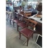 4 CHAISES BOIS ASSISE CAPITONNÉ SKAÏ GRENAT ANNÉES 40
