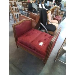 BANQUETTE BOIS CAPITONNÉ TISSU ROUGE