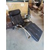 FAUTEUIL RELAX MÉTAL DORÉ ET CUIR NOIR SAMTI ANNÉES 60/70