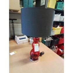 LAMPE VERRE ROUGE SOCLE MÉTAL CHROMÉ AJ NOIR
