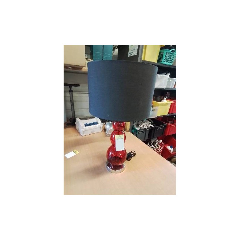 LAMPE VERRE ROUGE SOCLE MÉTAL CHROMÉ AJ NOIR