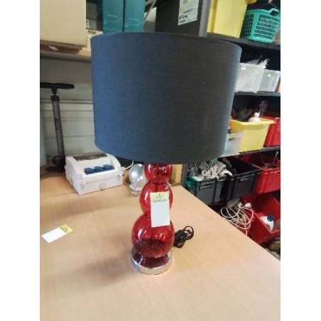 LAMPE VERRE ROUGE SOCLE MÉTAL CHROMÉ AJ NOIR