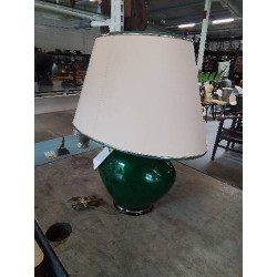 LAMPE CÉRAMIQUE VERT AJ ÉCRU LISERÉ VERT