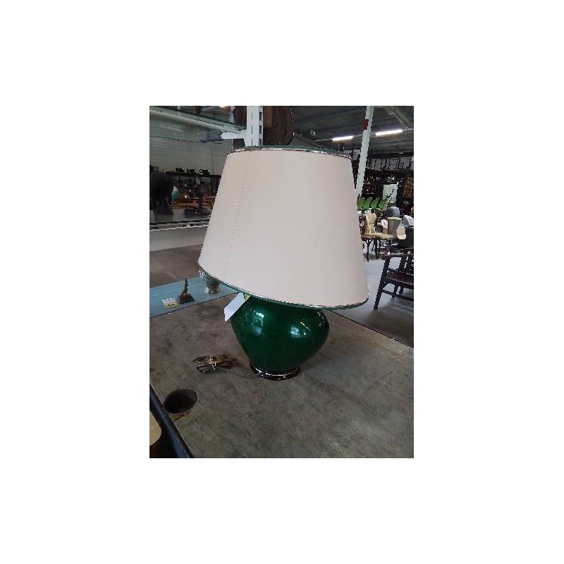 LAMPE CÉRAMIQUE VERT AJ ÉCRU LISERÉ VERT