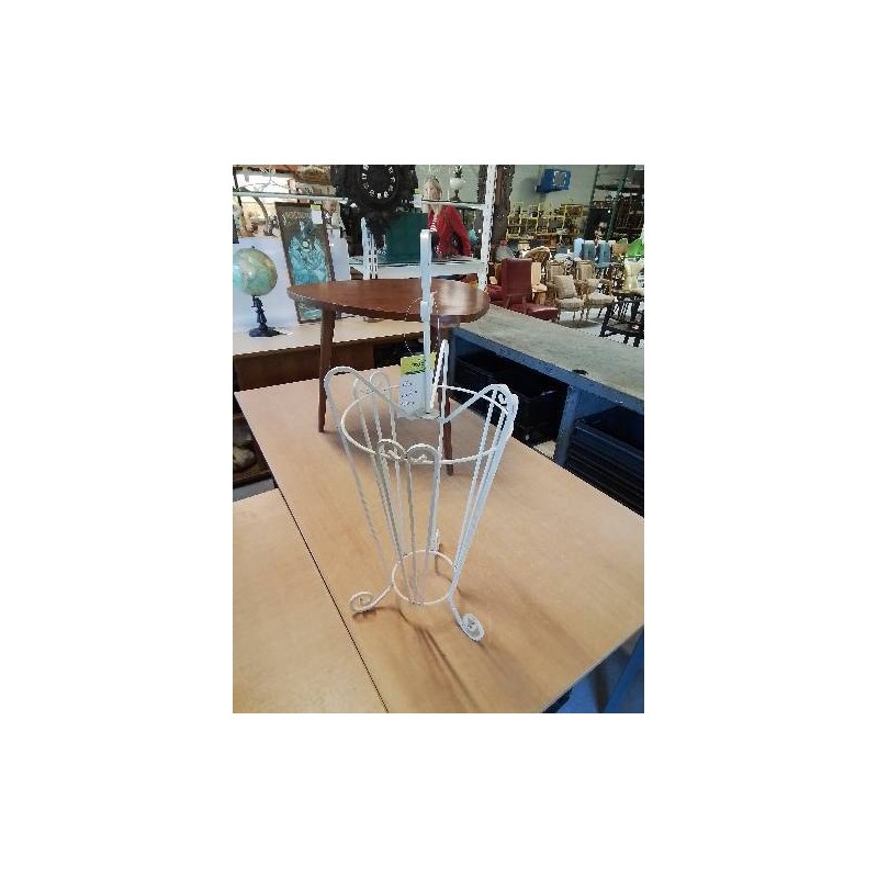 PORTE PARAPLUIE FER FORGÉ BLANC ANNÉES 50