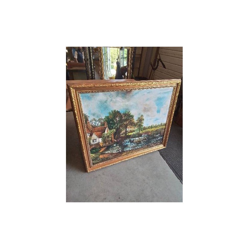 HUILE SUR TOILE FERME FLAMANDE H CARPENTIER CADRE BOIS DORÉ STYLE EMPIRE 100X80CM