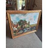 HUILE SUR TOILE FERME FLAMANDE H CARPENTIER CADRE BOIS DORÉ STYLE EMPIRE 100X80CM