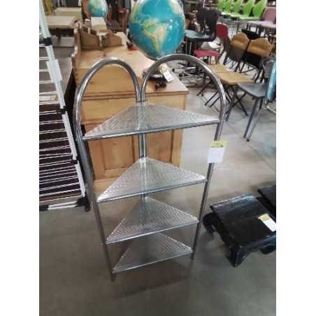 ÉTAGÈRE D’ANGLE MÉTAL CHROMÉ 4 TABLETTES 