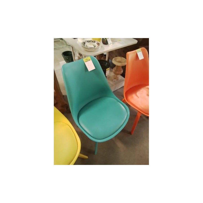 CHAISE RÉSINE BLEU PIEDS COMPAS