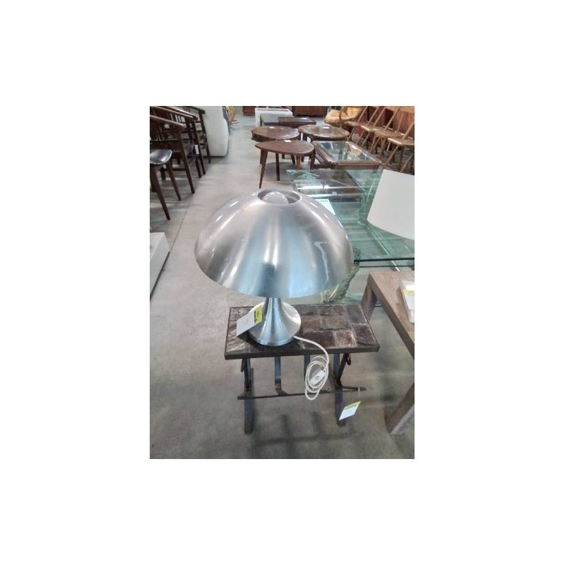 LAMPE CHAMPIGNON MÉTAL BROSSÉ PAR LOUIS KALFF POUR PHILIPS EN L\'ÉTAT 