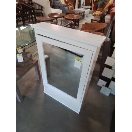 ARMOIRE A PHARMACIE MURALE BOIS BLANC 1 PORTE MIROIR 1 NICHE 