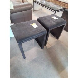 TABOURET PIÈTEMENT MÉTAL NOIR ASSISE TISSU NOIR ZEUS ITALY
