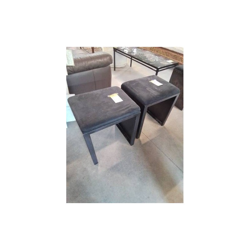 TABOURET PIÈTEMENT MÉTAL NOIR ASSISE TISSU NOIR ZEUS ITALY