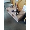 TABLE BASSE RECTANGULAIRE BOIS TAUPE A ROULETTES 3 NICHES 
