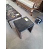 TABOURET PIÈTEMENT MÉTAL NOIR ASSISE  TISSU NOIR ZEUS ITALY EN L\'ÉTAT 