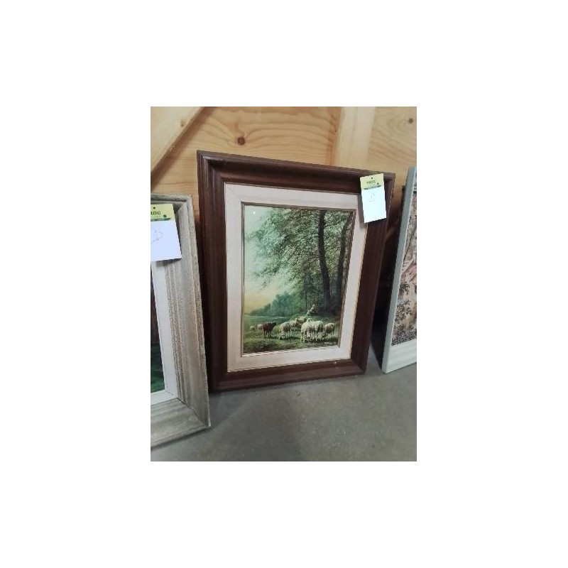 TABLEAU BERGÈRE CADRE BOIS MOULURÉ 