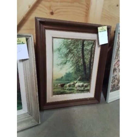 TABLEAU BERGÈRE CADRE BOIS MOULURÉ 