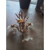SUSPENSION MÉTAL DORÉ AUX ÉPIS 3 FEUX VERRE