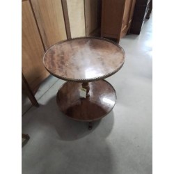 DESSERTE ANGLAISE RONDE A ROULETTES ET GALERIE BOIS 2 NIVEAUX 