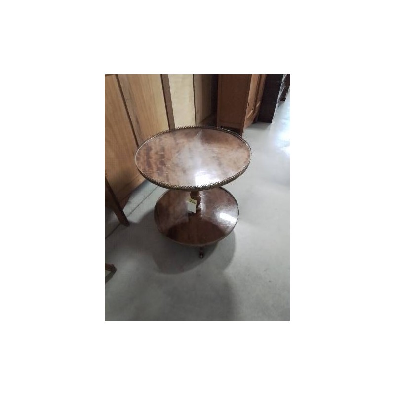 DESSERTE ANGLAISE RONDE A ROULETTES ET GALERIE BOIS 2 NIVEAUX 